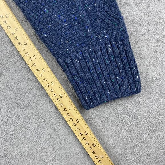 Duluth Trading Sweater Mens XL Blue Wool Alpaca Cable Knit Donegal Crewneck - Picture 16 of 16